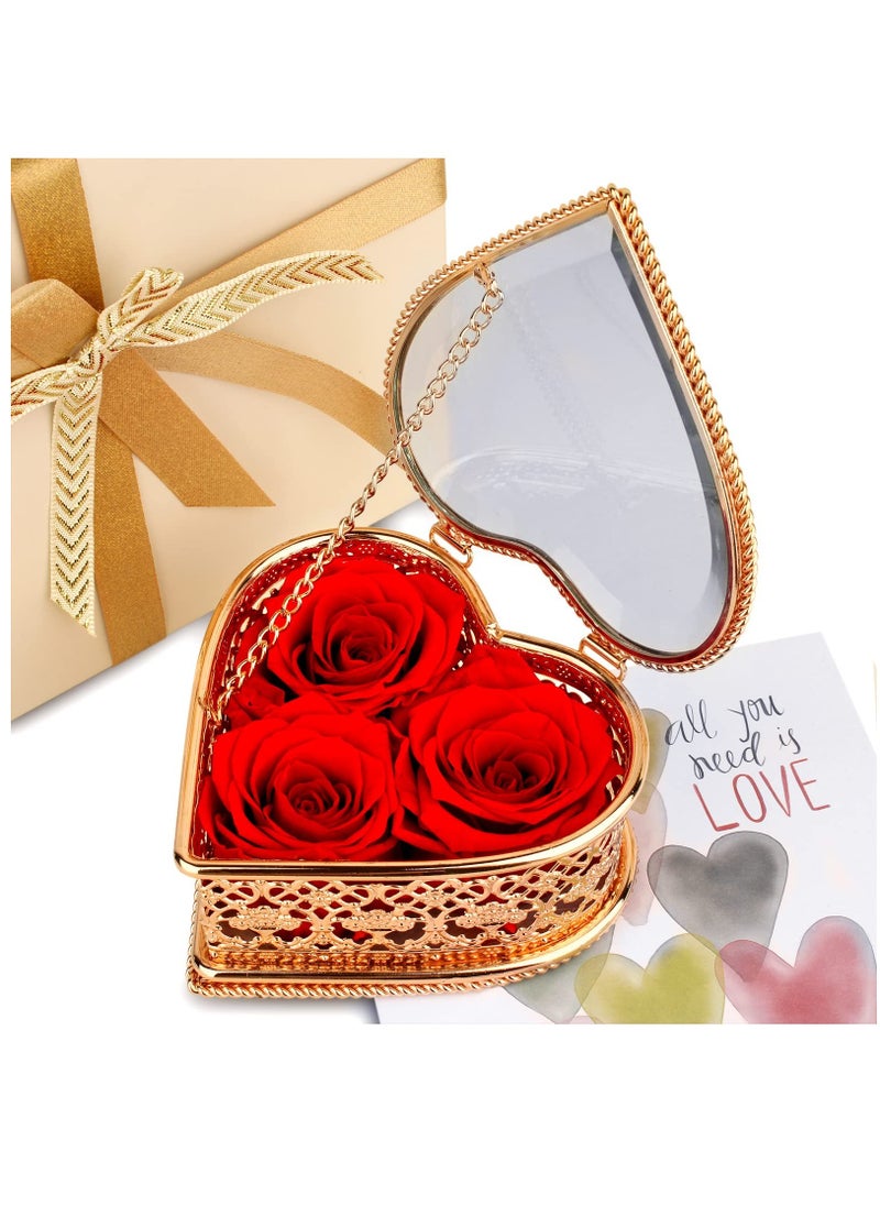 Excefore Real Fresh Flowers Love Heart Box, Long-Lasting Preserved Roses That Last A Year, Perfect Mother's Day, Valentine's Day Gift for Her, Forever Red Roses for Women  - Image 1