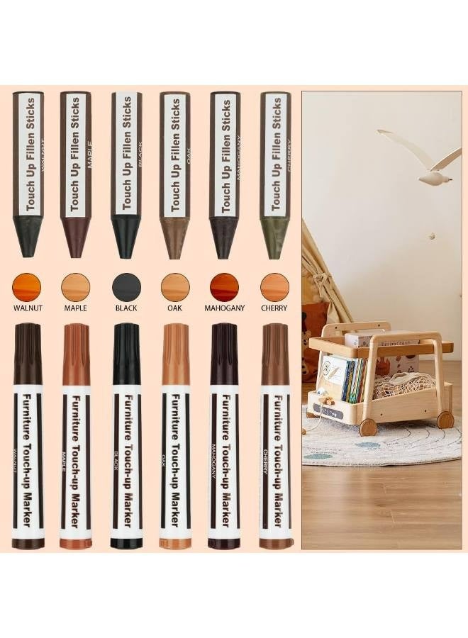 Furniture Repair Kit, Wood Markers and Wax Sticks with Sharpener Kit for Stains, Scratches, Wood Floors, Tables, Carpenters, Bedposts, Touch Ups and Cover Ups - Image 3