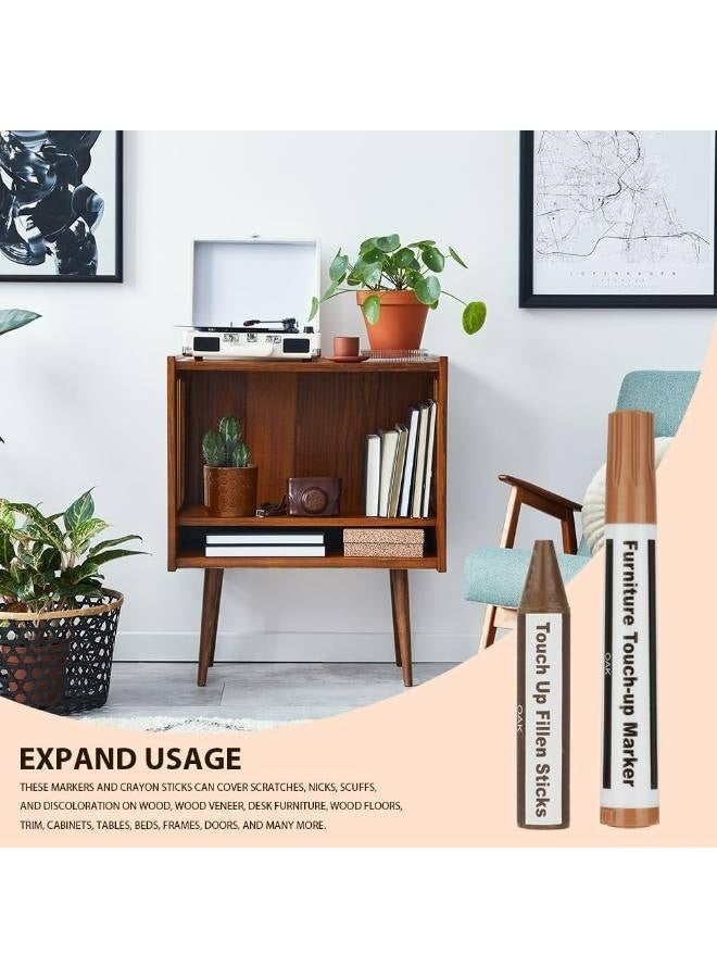 Furniture Repair Kit, Wood Markers and Wax Sticks with Sharpener Kit for Stains, Scratches, Wood Floors, Tables, Carpenters, Bedposts, Touch Ups and Cover Ups - Image 4