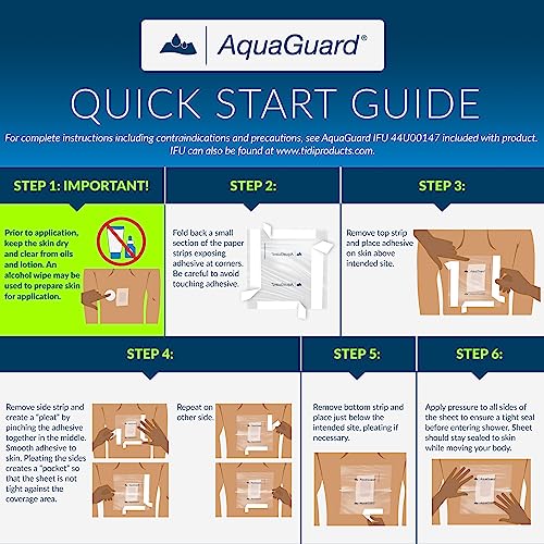 TIDI AquaGuard Sheet – 10” x 12” – Shower Protection Sheet – Self-Adhesive Moisture Barrier – Made Without Latex – Wound Cover For Showering – 7 Sheets Per Package – Home Medical Supplies (50011-PKG) - Image 5