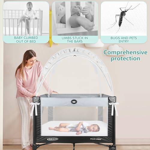 Zkaitoy Crib Tent Crib Net to Keep Baby in Stop Baby from Climbing Out of Cribs Pop Up Cribs Tent with Durable Breathable Net Double Zipper Strong Rods Installation Convenience - Image 3