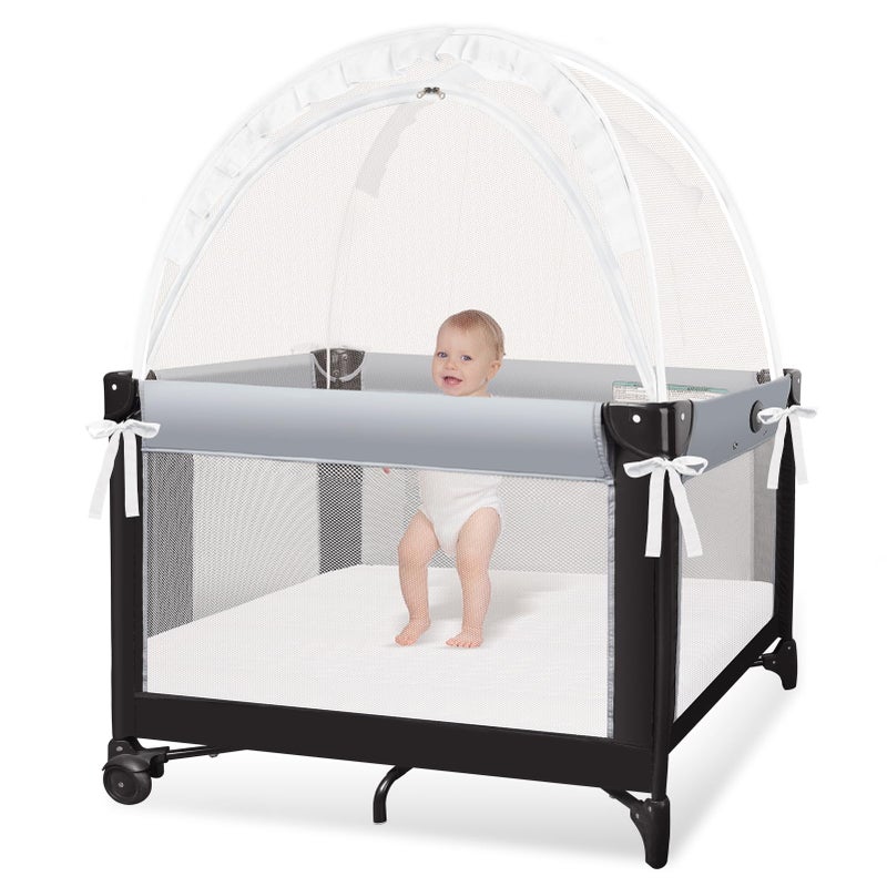 Zkaitoy Crib Tent Crib Net to Keep Baby in Stop Baby from Climbing Out of Cribs Pop Up Cribs Tent with Durable Breathable Net Double Zipper Strong Rods Installation Convenience - Image 2