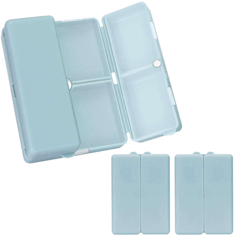 FYY Daily Pill Organizer,2 Pcs 7 Compartments Portable Pill Case Travel Pill Organizer,[Folding Design] Pill Box for Purse Pocket to Hold Vitamins,Cod Liver Oil,Supplements and Medication-Blue - Image 1