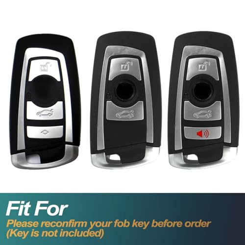 FEYOUN Key Fob Cover Compatible with BMW 1 3 4 5 6 7 Series X3 X4 M5 M6 GT3 GT5 Smart TPU Remote Keyless Key Fob Case Protection Shell Accessories, White - Image 2