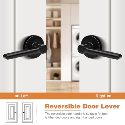 Probrico Passage Door Handles Keyless Interior Door Handle, Black Interior Door Lever for Closet and Hallway, 10 Pack - Image 5