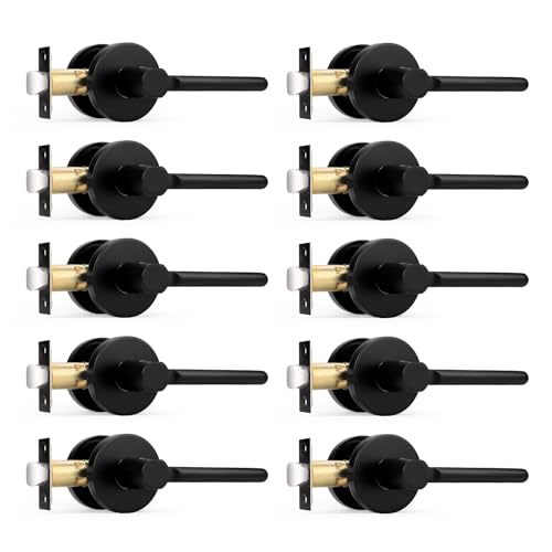 Probrico Passage Door Handles Keyless Interior Door Handle, Black Interior Door Lever for Closet and Hallway, 10 Pack - Image 1