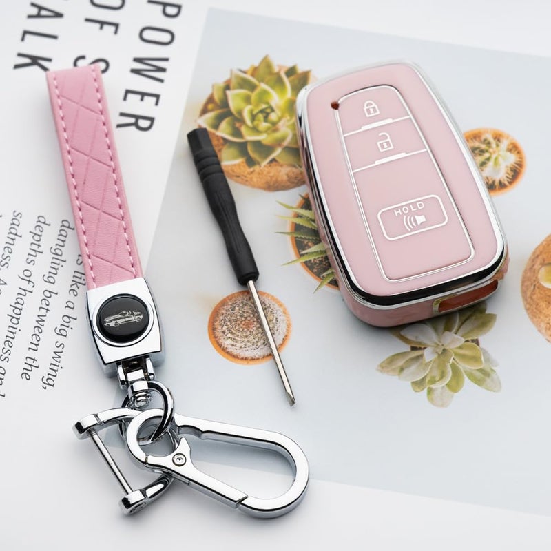 Tautrophen Key Fob Cover Compatible with Toyota 4Runner 2016-2024 RAV4 Camry Prius Prado Smart Key - Image 2