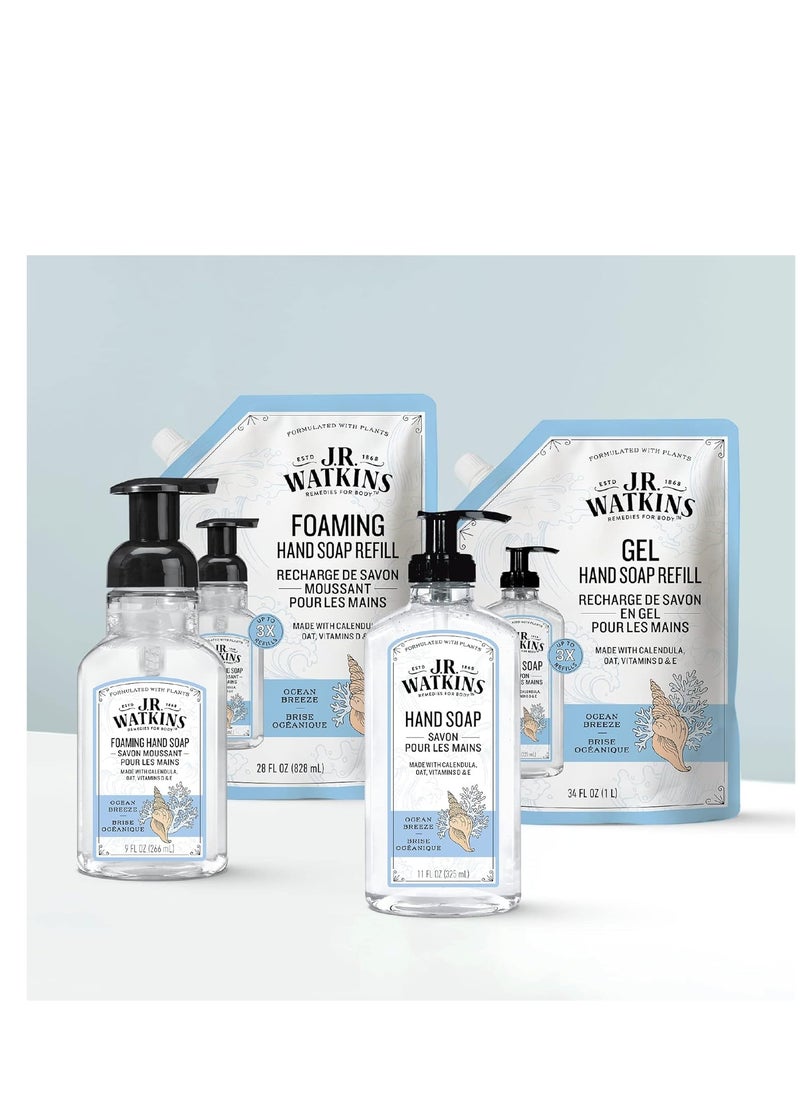 J.R.WATKINS J.R. Watkins Gel Hand Soap Refill, Moisturizing Hand Wash, All Natural, Alcohol-Free, Cruelty-Free, USA Made, Ocean Breeze, 34 Fl Oz, 3 Pack  - Image 3