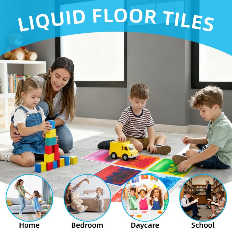 Art3d Liquid Fusion Activity Play Centers for Children, Toddler, Teens, 12" X 12" Pack of 9 Tiles - Image 3