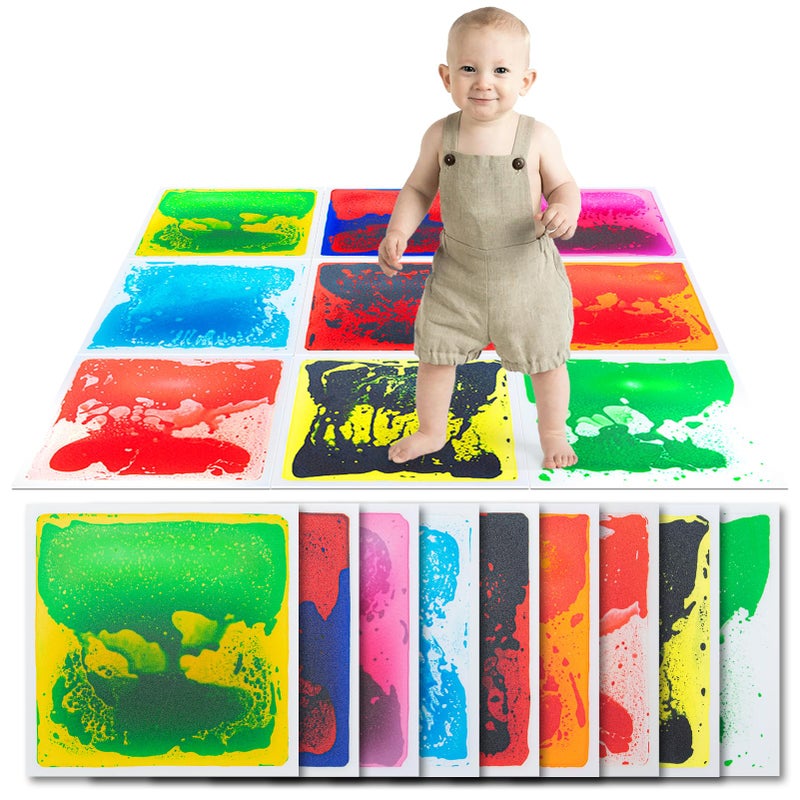 Art3d Liquid Fusion Activity Play Centers for Children, Toddler, Teens, 12" X 12" Pack of 9 Tiles - Image 1