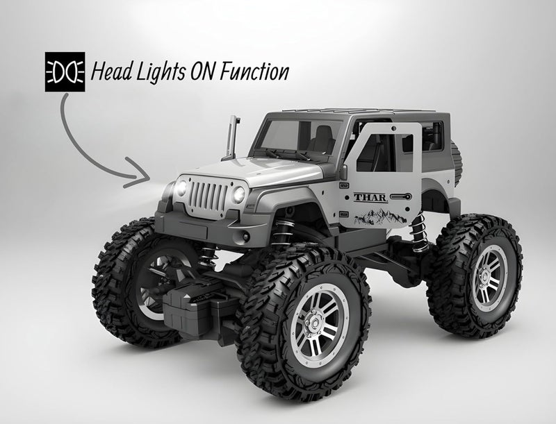 Brand Conquer Remote Control Off Road Car for Kids, Rechargeable Thar Toy with Mist Spray, Openable Doors, Front LED, Shock Absorbers, 2WD, Mobile Connect, USB-C Port & 75ft Range (Thar Black) - Image 4
