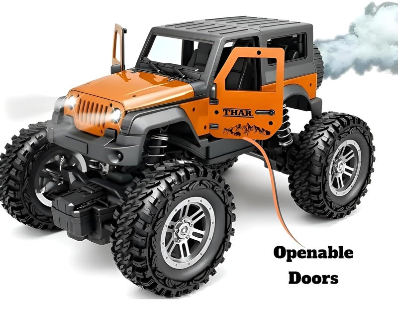 Brand Conquer Remote Control Off Road Car for Kids, Rechargeable Thar Toy with Mist Spray, Openable Doors, Front LED, Shock Absorbers, 2WD, Mobile Connect, USB-C Port & 75ft Range (Thar Black) - Image 5