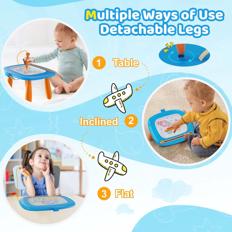 Kikidex Magnetic Drawing Board, Toddler Girl Toys for 1-2 Year Old, Doodle Board Pad Learning and Educational Toys for 1 2 3 Year Old Baby Kids Birthday Gift(Light Blue) - Image 5