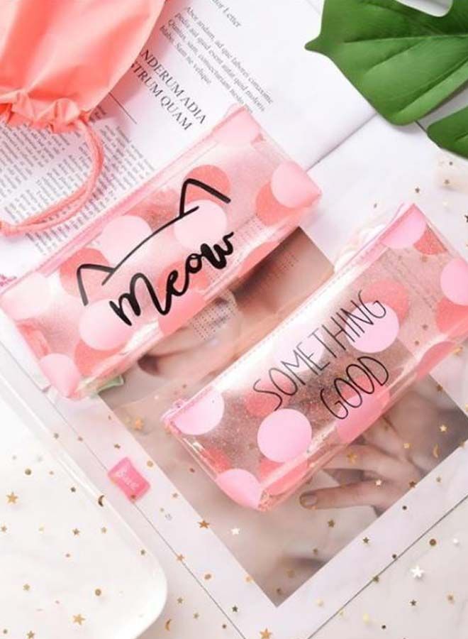 NIBEMINENT Something Good Printed Pencil Case Clear/Pink - Image 2