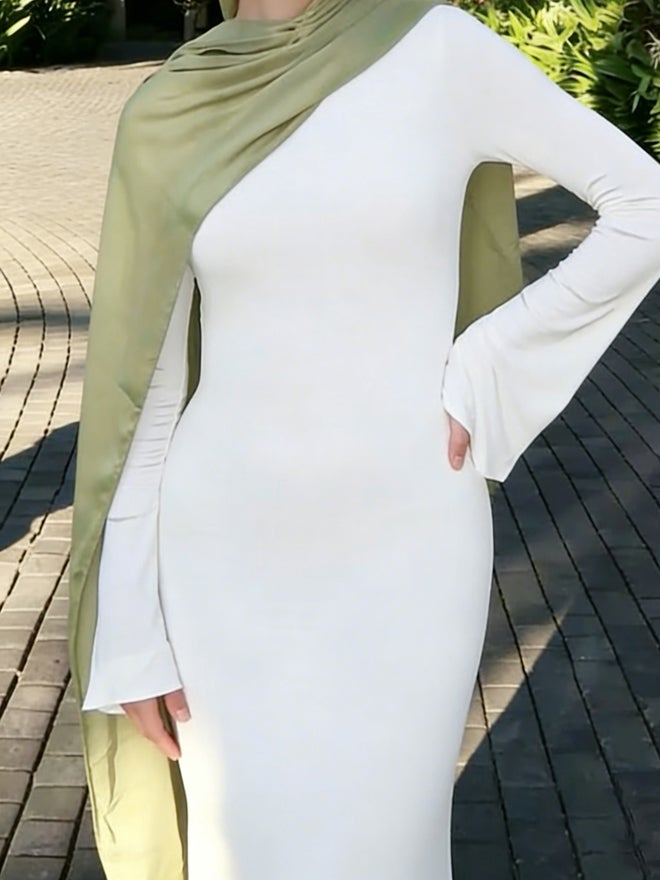 Styli White Solid Long Sleeves Maxi Dress - Image 3