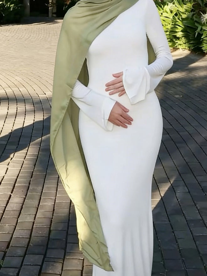 Styli White Solid Long Sleeves Maxi Dress - Image 4