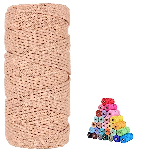 FLIPPED 100 Natural Macrame Cord3mm x109 Yards Macrame Cords Colored Cotton Macrame Rope Craft Cord for DIY Crafts Knitting Plant Hangers Christmas Wedding Dcor Brick red 3mm109yards