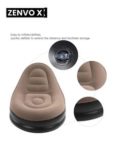 zenvo X Thickened Flocking Inflatable Sofa Set – Lazy Sofa Bed with Footstool, Outdoor Foldable Air Cushion Recliner  - Image 5