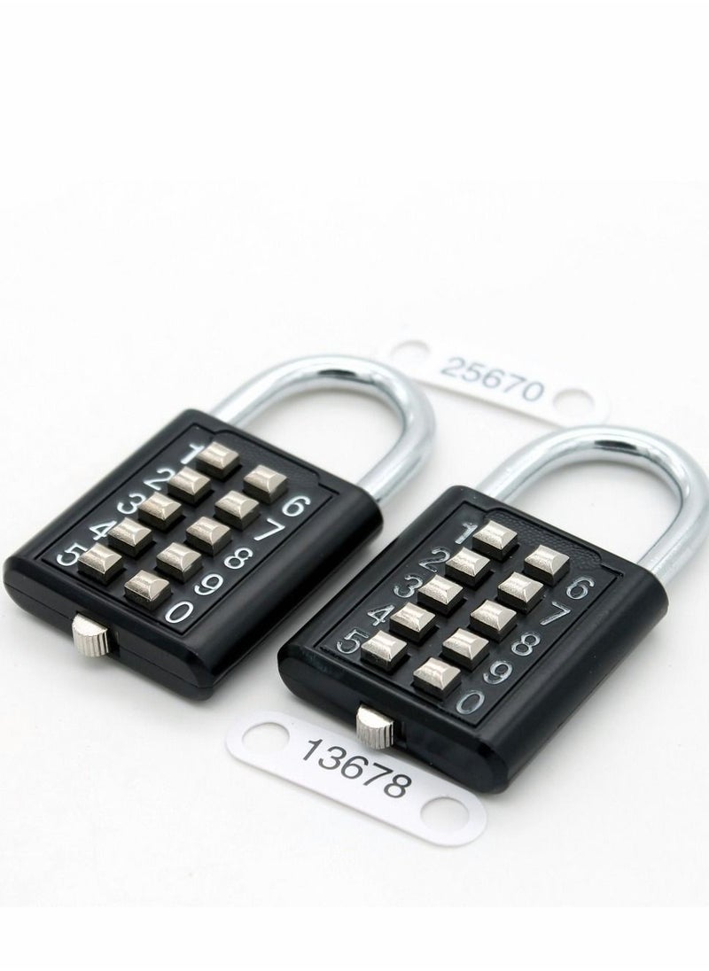Excefore - Luggage Lock, 2Pcs Security Padlock Digital Lock Suitcase Drawer Door DIY Toolbox 10-bit Padlock, 5-Position Locking Mechanism Key Blind Old Man Fixed Gym Toolbox, Black - Image 1