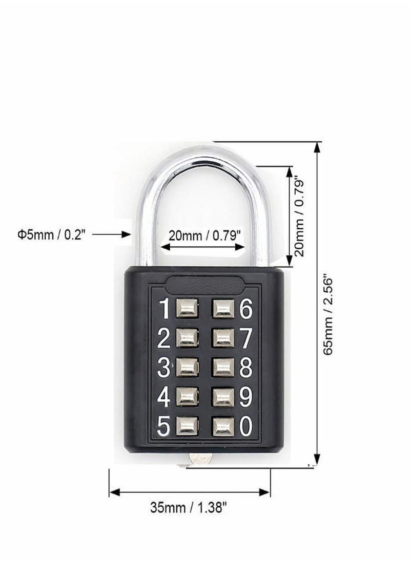 Excefore - Luggage Lock, 2Pcs Security Padlock Digital Lock Suitcase Drawer Door DIY Toolbox 10-bit Padlock, 5-Position Locking Mechanism Key Blind Old Man Fixed Gym Toolbox, Black - Image 1