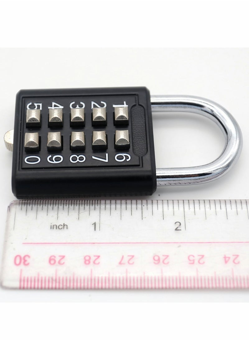 Excefore - Luggage Lock, 2Pcs Security Padlock Digital Lock Suitcase Drawer Door DIY Toolbox 10-bit Padlock, 5-Position Locking Mechanism Key Blind Old Man Fixed Gym Toolbox, Black - Image 1
