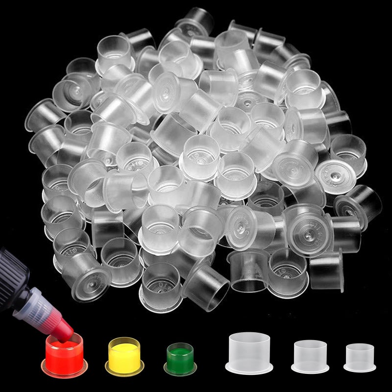 Autdor Tattoo Ink Caps - Autdor Mixed 300Pcs Tattoo Cups 11mm 14mm 17mm Ink Cups with Base Microblading Pigment Caps for Tattoos Permanent Makeup Container Cap Tattoos Accessories Tattooing Supplies - Image 1