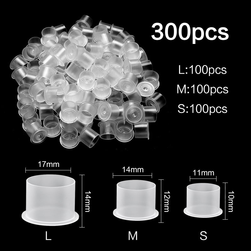 Autdor Tattoo Ink Caps - Autdor Mixed 300Pcs Tattoo Cups 11mm 14mm 17mm Ink Cups with Base Microblading Pigment Caps for Tattoos Permanent Makeup Container Cap Tattoos Accessories Tattooing Supplies - Image 2