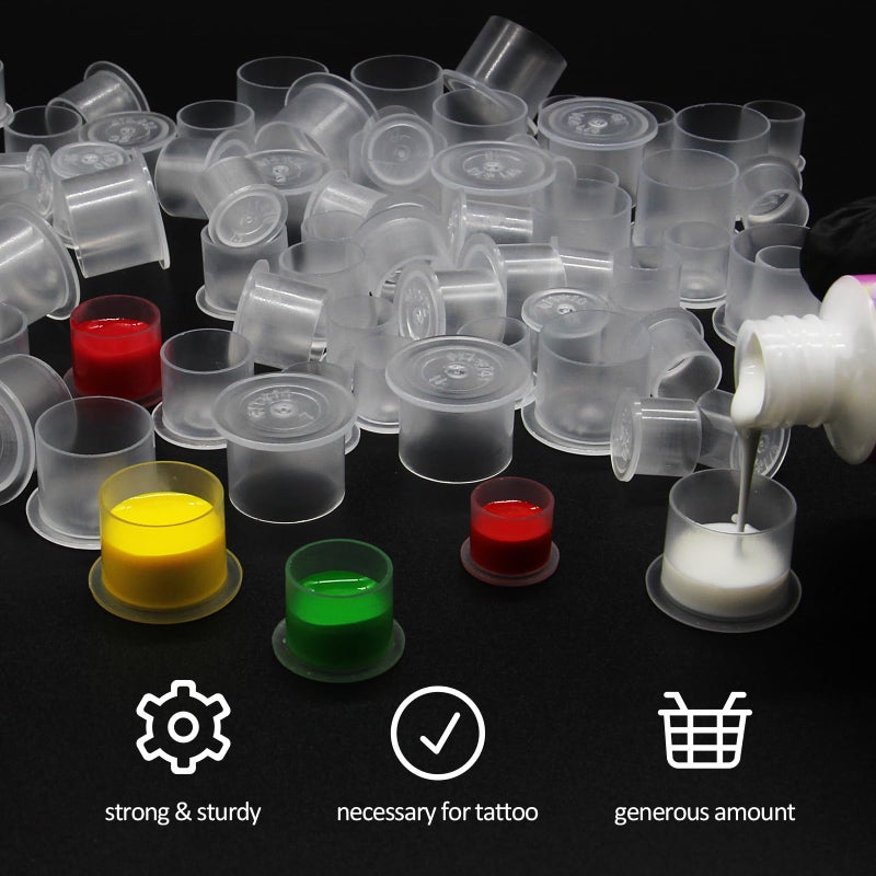 Autdor Tattoo Ink Caps - Autdor Mixed 300Pcs Tattoo Cups 11mm 14mm 17mm Ink Cups with Base Microblading Pigment Caps for Tattoos Permanent Makeup Container Cap Tattoos Accessories Tattooing Supplies - Image 3