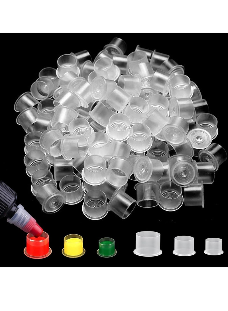 Autdor Tattoo Ink Caps - Autdor Mixed 300Pcs Tattoo Cups 11mm 14mm 17mm Tattoo Ink Cups With Base Microblading Pigment Caps for Tattoo Permanent Makeup Container Cap Tattoo Accessories Tattoo Supplies - Image 1