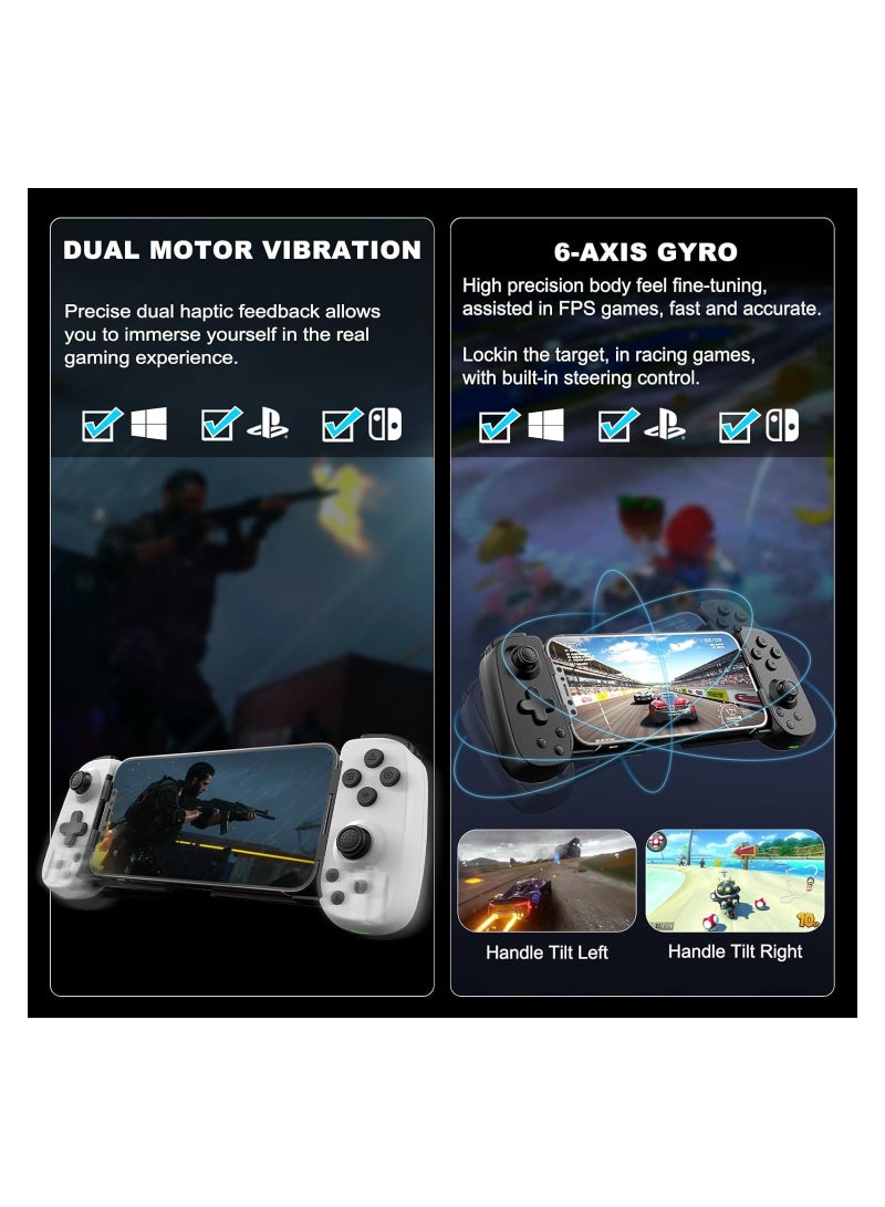 Wireless Gaming Controller for Phone, Tablet, Android, PC, Switch, PS3, PS4 - Features Turbo, 6-Axis Gyro, Vibration, Perfect for Cloud Gaming & PS Remote Play. - Image 3