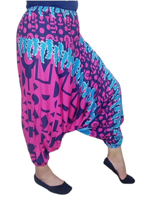 Aladdin pants, multi-colored, viscose material, free size, from 50 to 90 kg