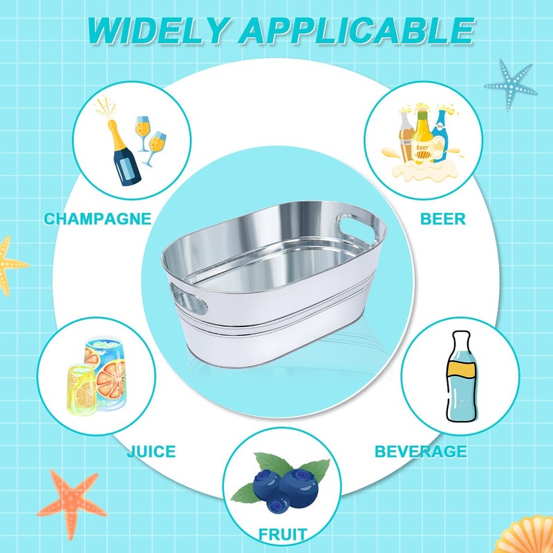 mwellewm Galvanized Tub 2 Pcs 3 Gallon Metal Beverage Ice Buckets for Parties Drink Wine Beer Champagne Vintage Tin Large Buckets with Scoops for Cocktail Mimosa Bar Supplies - Image 5