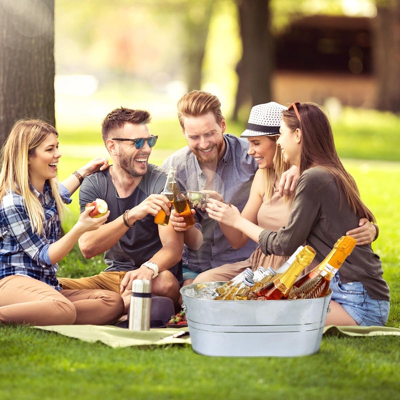 mwellewm Galvanized Tub 2 Pcs 3 Gallon Metal Beverage Ice Buckets for Parties Drink Wine Beer Champagne Vintage Tin Large Buckets with Scoops for Cocktail Mimosa Bar Supplies - Image 3