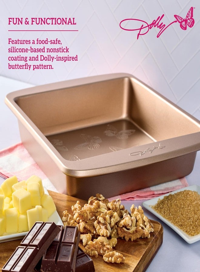 Dolly Parton Butterfly Stamp Square Cake Pan - Carbon Steel Nonstick Bakeware with Textured Butterfly Design, Durable Rolled Rim, Oven Safe to 450F, Perfect for Cakes, Cheesecakes and Savory Bakes - Image 5