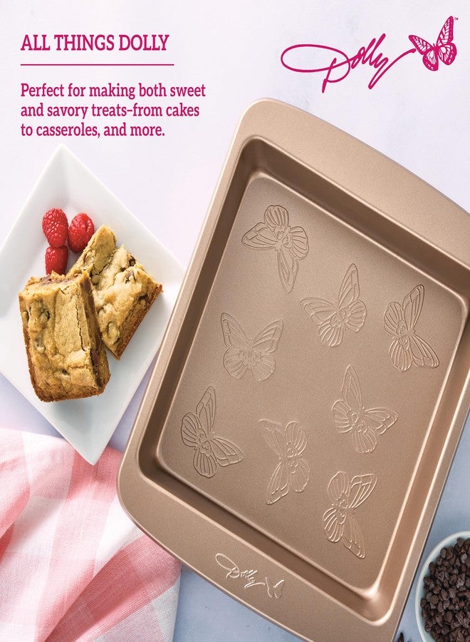 Dolly Parton Butterfly Stamp Square Cake Pan - Carbon Steel Nonstick Bakeware with Textured Butterfly Design, Durable Rolled Rim, Oven Safe to 450F, Perfect for Cakes, Cheesecakes and Savory Bakes - Image 3