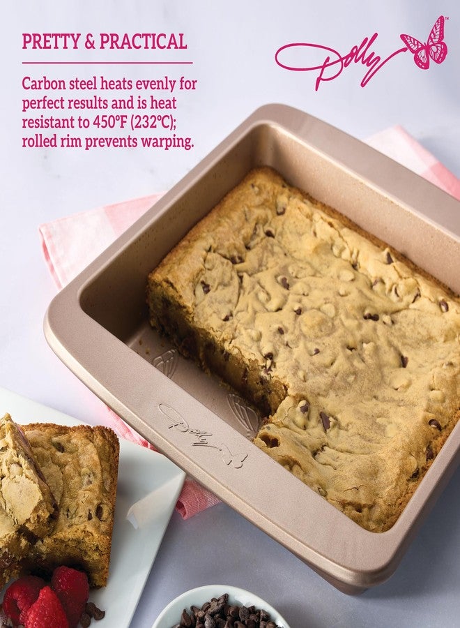 Dolly Parton Butterfly Stamp Square Cake Pan - Carbon Steel Nonstick Bakeware with Textured Butterfly Design, Durable Rolled Rim, Oven Safe to 450F, Perfect for Cakes, Cheesecakes and Savory Bakes - Image 4
