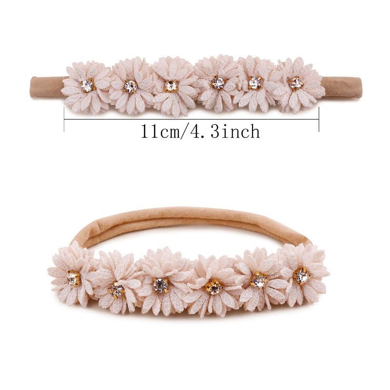 BFNAAgirl Baby Girl Floral Headband Nylon Flower Crown Elastic Hairband 3pcs Hair Accessories Gift for Girls (9571) - Image 3