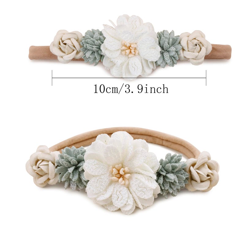 BFNAAgirl Baby Girl Floral Headband Nylon Flower Crown Elastic Hairband 3pcs Hair Accessories Gift for Girls (9571) - Image 2