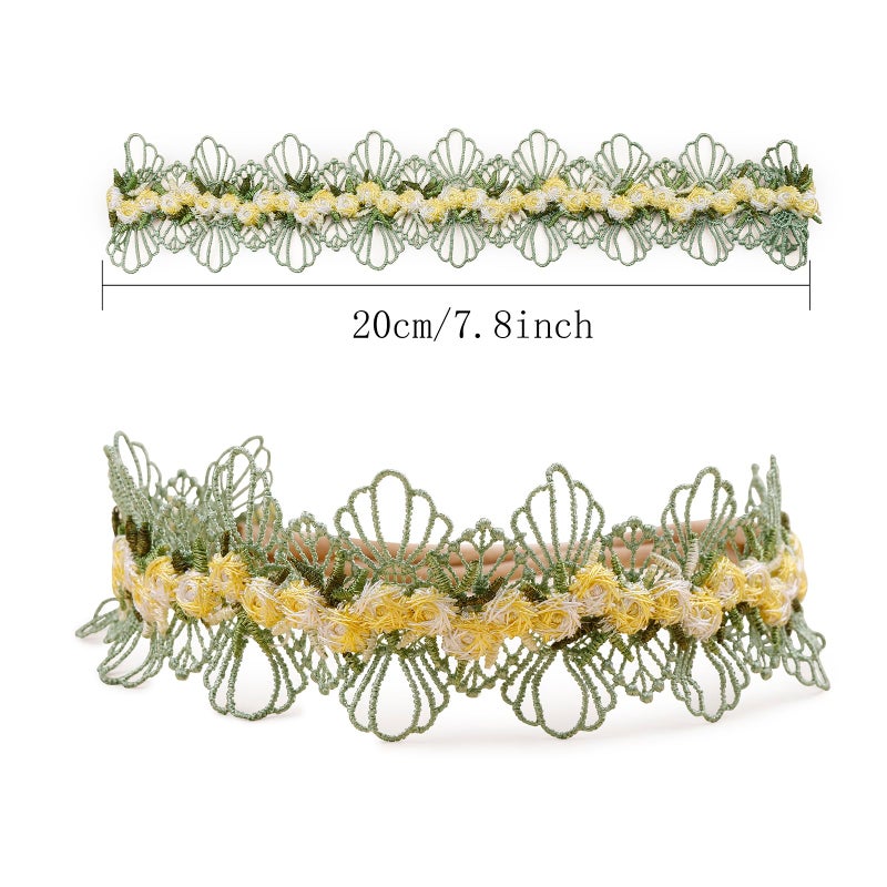 BFNAAgirl Baby Girl Floral Headband Nylon Flower Crown Elastic Hairband 3pcs Hair Accessories Gift for Girls (9571) - Image 4