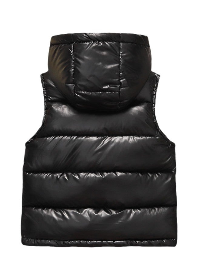 Happy Cherry Girls Metallic Thermal Vest Toddler Baby Winter Warm Jacket Hoodie Kids Shiny Sleeveless Snow Down Coats Waistcoat - Image 2