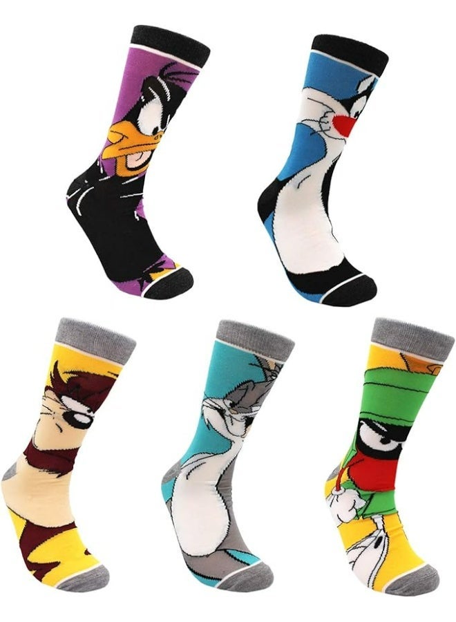 Funny Dress Socks for Men 6 Pairs Crazy Graphic Character Long Crew Socks Size 10-13 - Image 5
