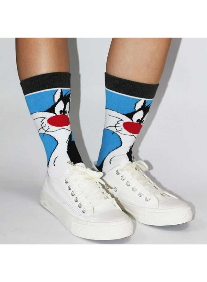 Funny Dress Socks for Men 6 Pairs Crazy Graphic Character Long Crew Socks Size 10-13 - Image 2