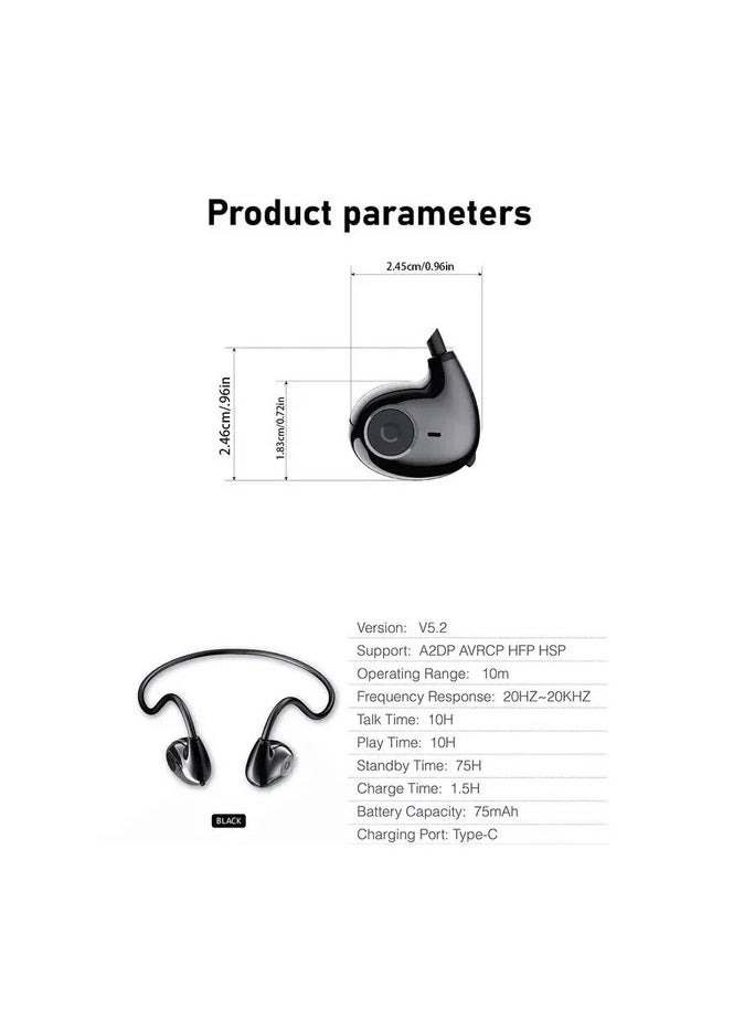 NYORK Nyork Sports Wireless Neck Band Air Conduction Earphones Black  - Image 4