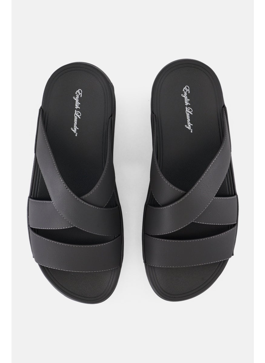 English Laundry Men Slip On Arabic Sandals, Dark Grey  - Image 2