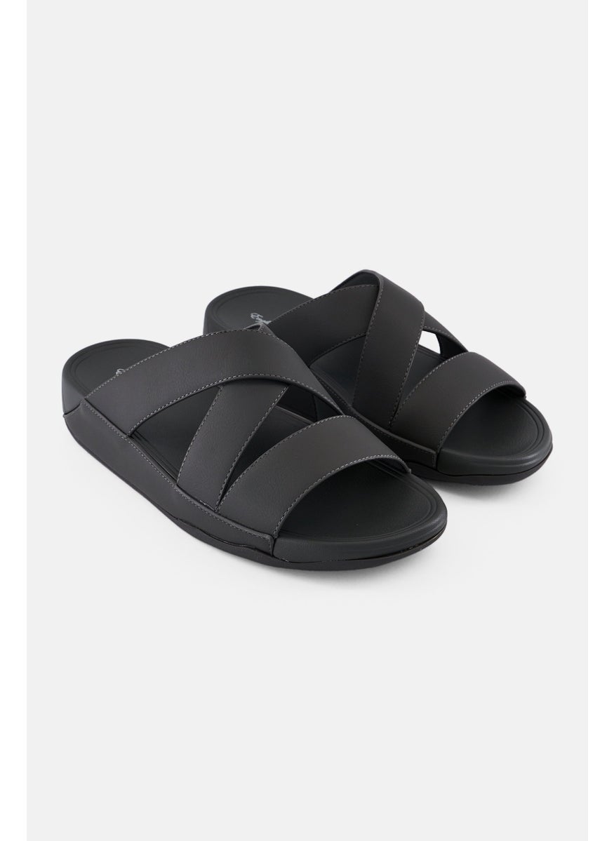 English Laundry Men Slip On Arabic Sandals, Dark Grey  - Image 1