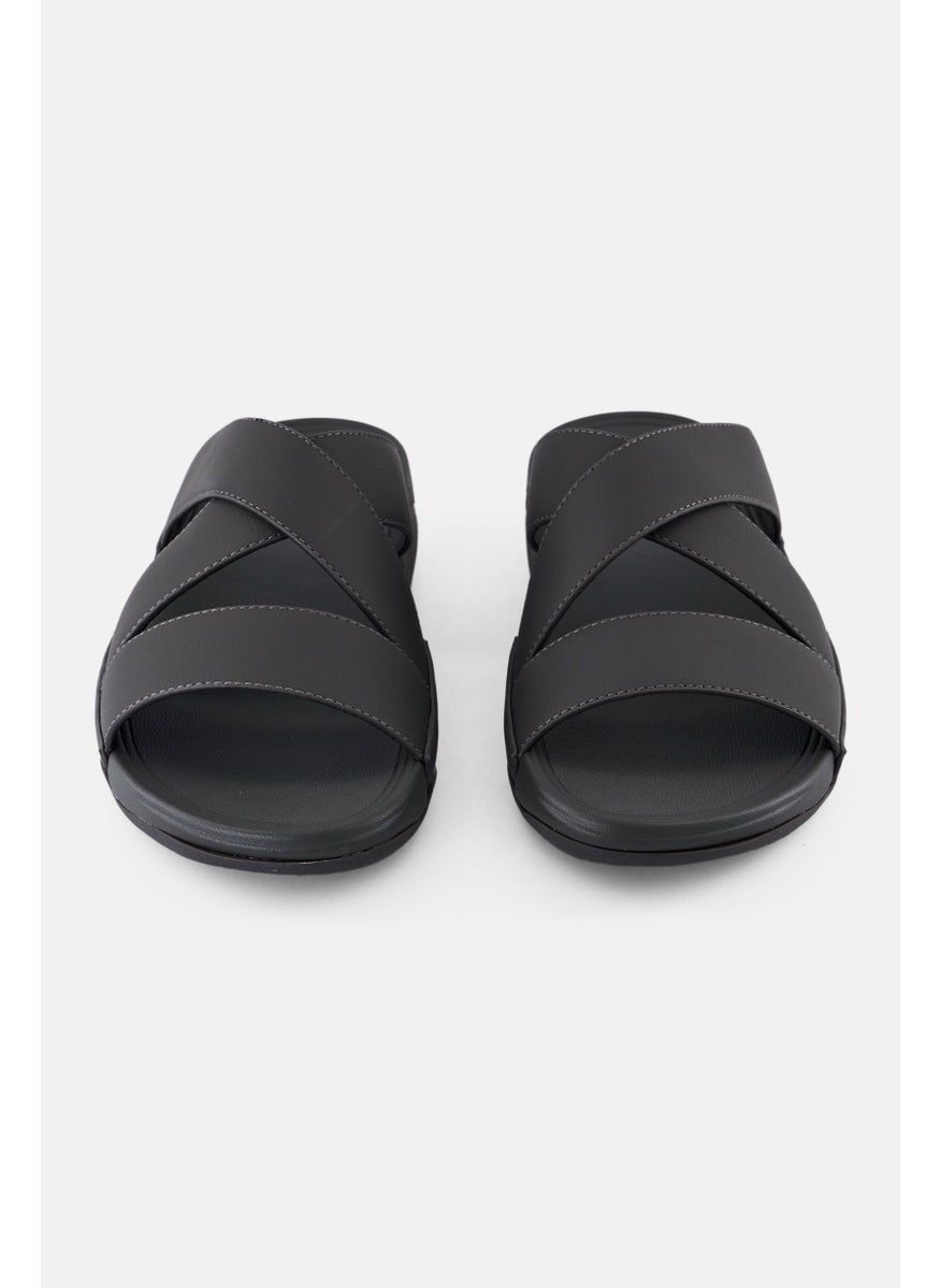 English Laundry Men Slip On Arabic Sandals, Dark Grey  - Image 4