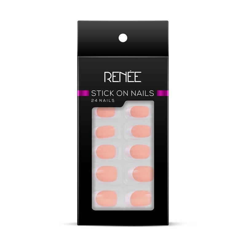 Renee RENEE French Stick On Nails FTN 0124 Reusable Artificial Fake Nail Set Lightweight Long Lasting Easy To Use Quick Fix For Festivals Special Occasions - Image 3