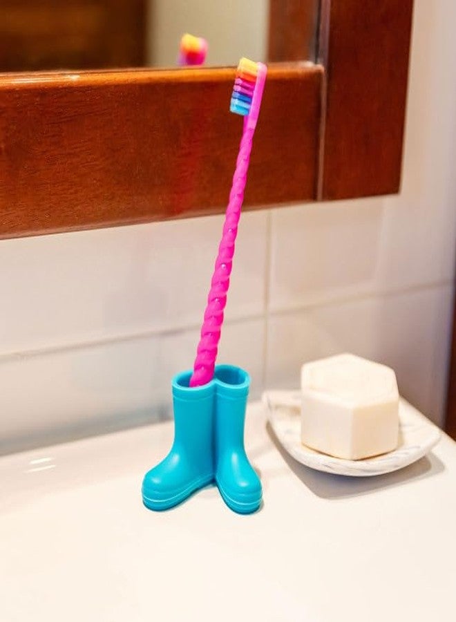 Baskety Silicone Rain Boot Toothbrush Holder Space Saving Bathroom Organizer Stand for Toothpaste (Sky Blue) - Image 3