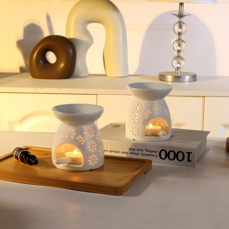 Auxmeware - Ceramic Tea Light Candle Holder, Essential Oil Burner Wax Melt Burner, Incense Aroma Diffuser, Home Decor - Image 5