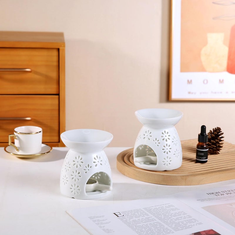 Auxmeware - Ceramic Tea Light Candle Holder, Essential Oil Burner Wax Melt Burner, Incense Aroma Diffuser, Home Decor - Image 2